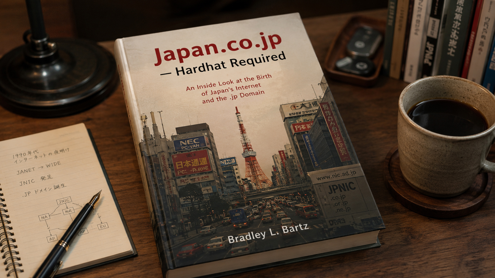 日本のインターネット史を記録する本と机上の資料